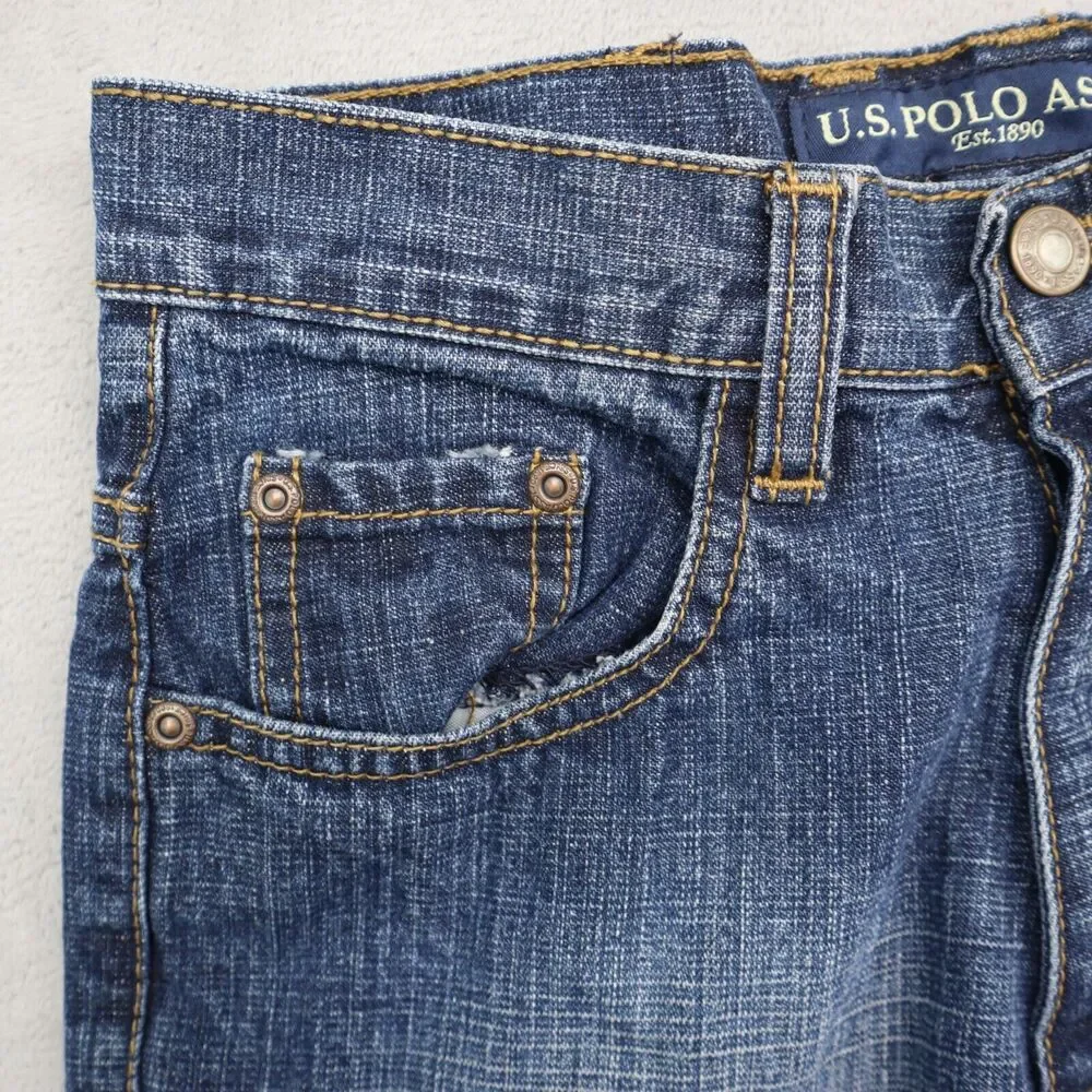 US Polo Assn Shorts Youth 10 Blue Denim Boys Jean Pants Long Grunge Baggy